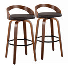 Grotto - Mid Century Modern Fixed Height Barstool & Swivel With Round Footrest (Set of 2) - Furniture Home Direct
