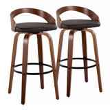 Grotto - Mid Century Modern Fixed Height Barstool & Swivel With Round Footrest (Set of 2) - Furniture Home Direct