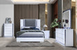 Queen Bedroom Set 5 Piece Modern with LED Lighting White - Furniture Home Direct