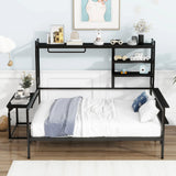 Daybed With Movable Desk, Grid, Shelves And Clothes Hanger - Furniture Home Direct