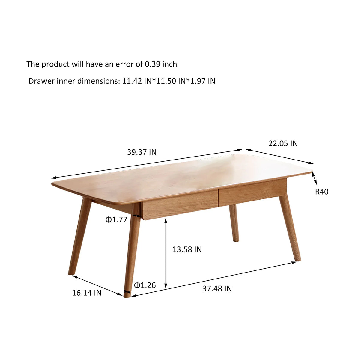 Low Table, Coffee Table With Storage Shelf - Natural - Furniture Home Direct