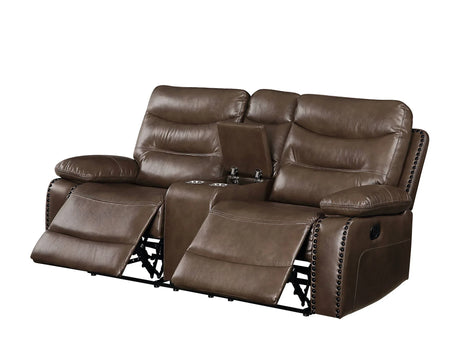 Aashi - Leather Gel Match Recliner Loveseat - Brown - Furniture Home Direct
