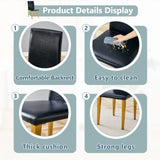 Dining Chairs Four Modern PU Leather Gold Legs Black - Furniture Home Direct