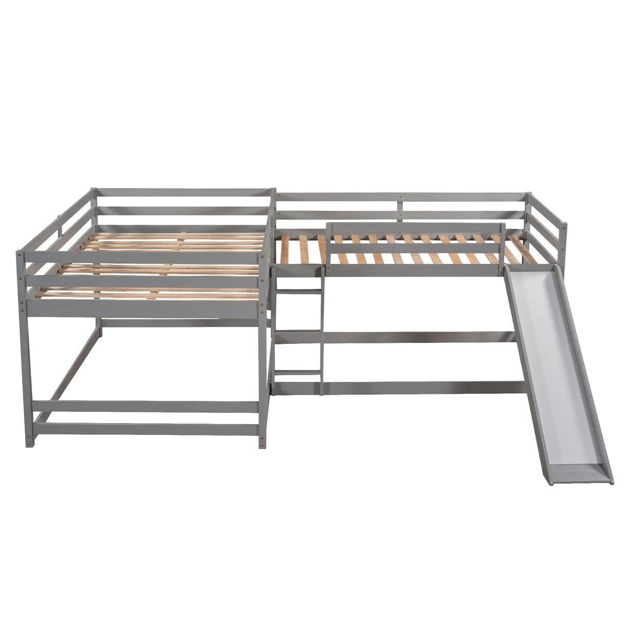 L-Shaped Bunk Bed With Slide And Short Ladder - Furniture Home Direct