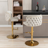 Counter Stool Set of 2 Swivel Upholstered High Back Beige - Furniture Home Direct