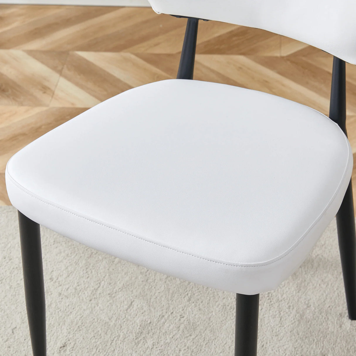 Dining Chairs Set Of 4 Modern Upholstered Metal Legs White - Furniture Home Direct