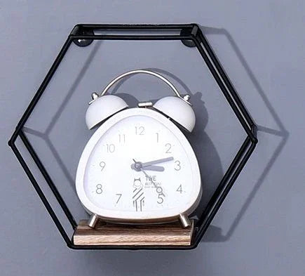 Wall Mounted Hexagonal Floating Shelves - Black (Set of 3) In Different Sizes, Modern Metal Wall Shelf, Simple Wood Partition Storage Shelves, Wall Decor Rack - Natural Wood - Furniture Home Direct