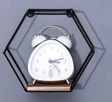 Wall Mounted Hexagonal Floating Shelves - Black (Set of 3) In Different Sizes, Modern Metal Wall Shelf, Simple Wood Partition Storage Shelves, Wall Decor Rack - Natural Wood - Furniture Home Direct