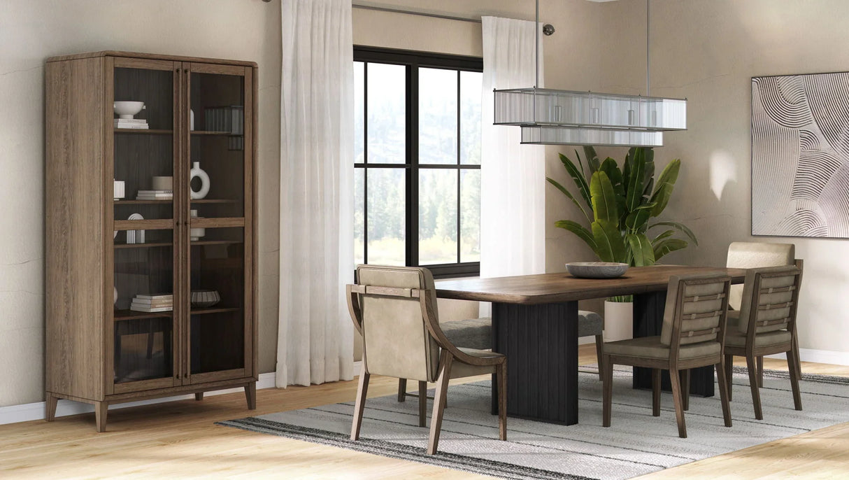 Double Pedestal Table Latte - Light Brown - Furniture Home Direct