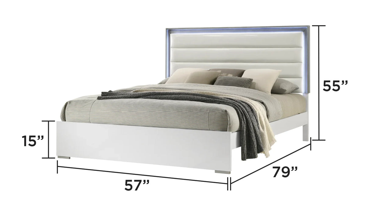 Bedroom Set Contemporary Full Bed Dresser Nightstand White - Furniture Home Direct