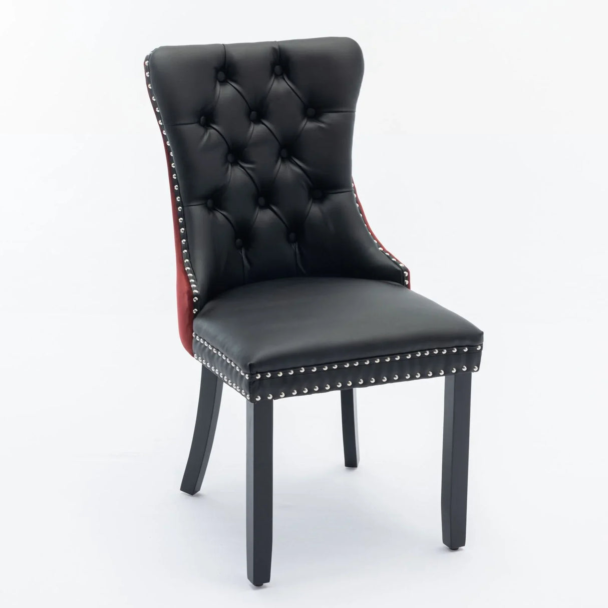 Nikki - Modern, High-End Tufted Solid Wood Contemporary PU And Velvet Upholstered Dining Chair With Wood Legs Nailhead Trim (Set of 2) - Furniture Home Direct