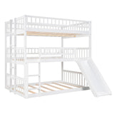 Triple Bed With Built-In Ladder And Slide, With Guardrails - Furniture Home Direct