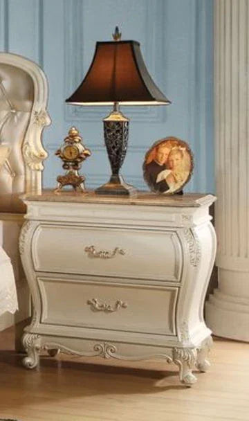 Chantelle - Nightstand With Granite Top - White - Furniture Home Direct