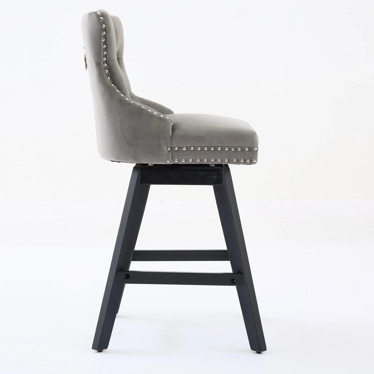 Counter Height Bar Stools Velvet Upholstery Tufted Gray - Furniture Home Direct