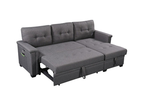 Nathan - Reversible Sleeper Sectional Sofa With Storage Chaise, USB Charging Ports And Pocket - Furniture Home Direct