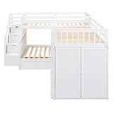 L Shaped Bunk Bed With 3 Drawers, Portable Desk And Wardrobe - Furniture Home Direct