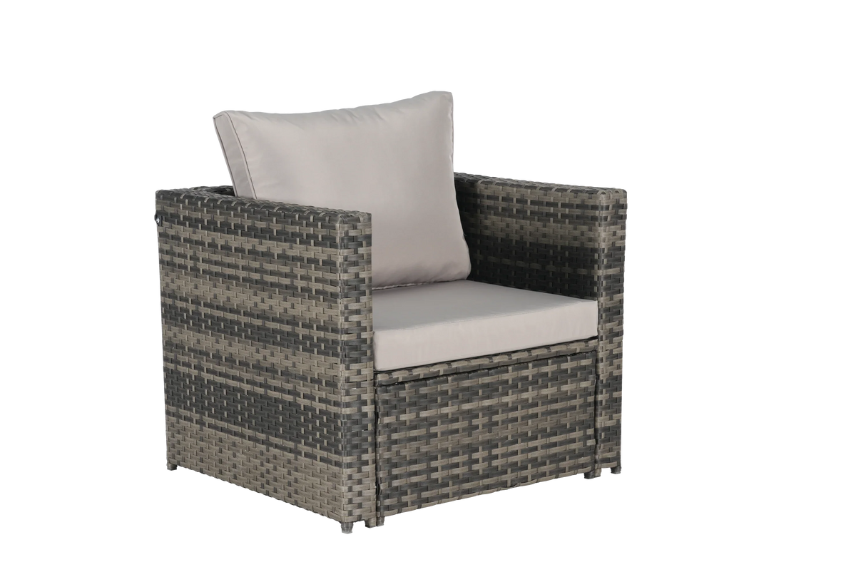 6 Piece Wicker Patio Set With Glass Table - Furniture Home Direct