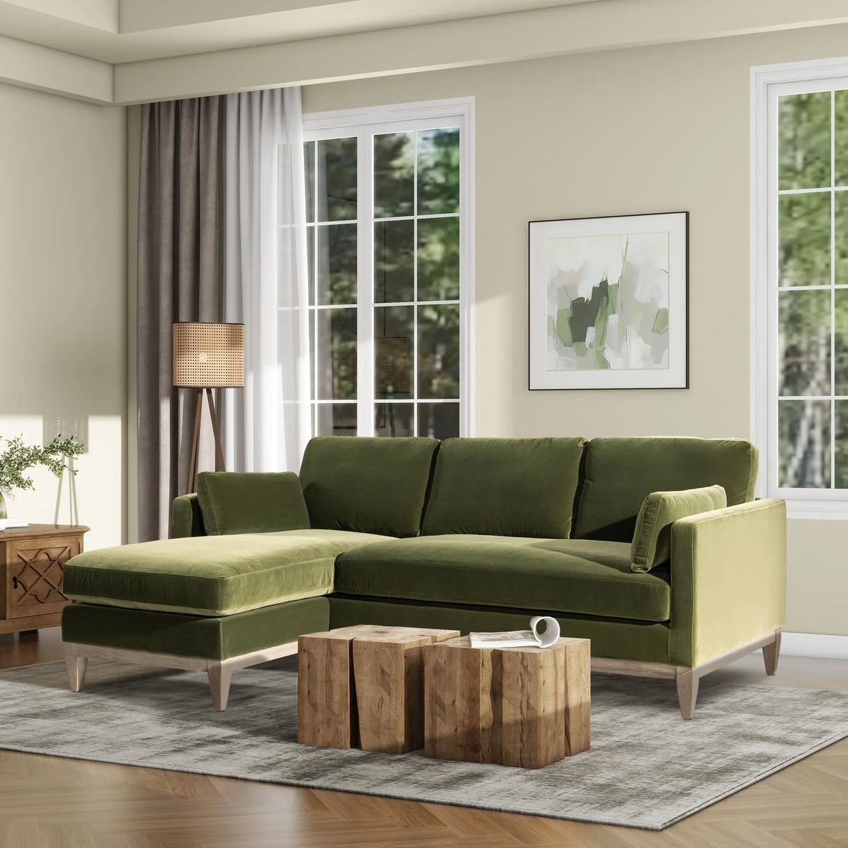 Knox - Modern Farmhouse Reversible Chaise Sectional Sofa - Furniture Home Direct