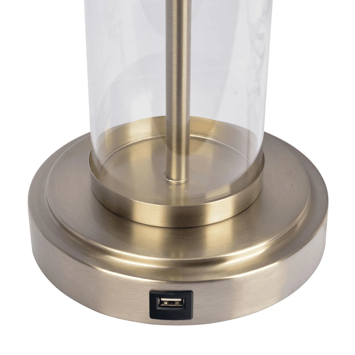 Luna - Table Lamp With On / Off Switch Clear Body Base - Clear / Silver / White - Furniture Home Direct