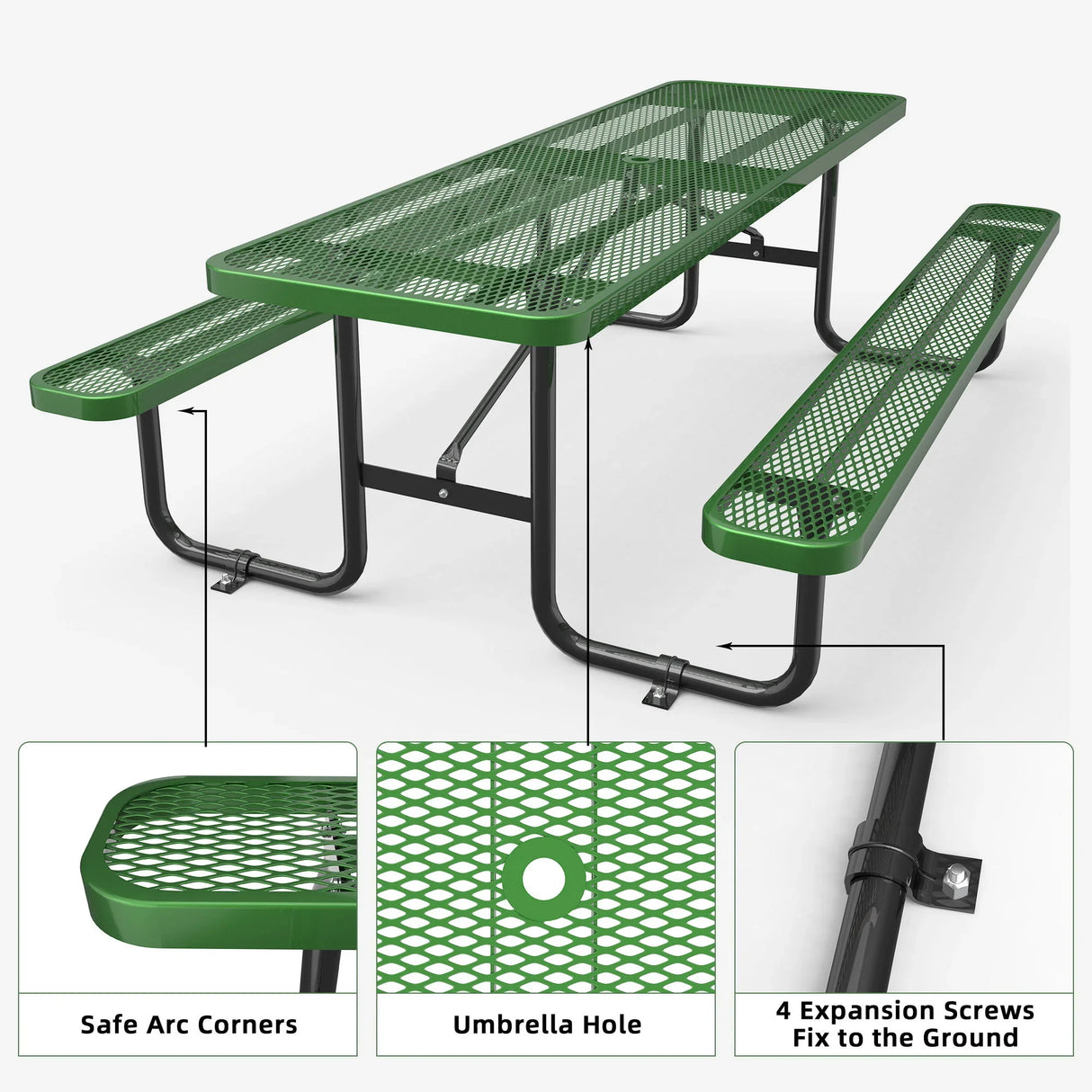 Expanded Metal Rectangular Picnic Table - Furniture Home Direct