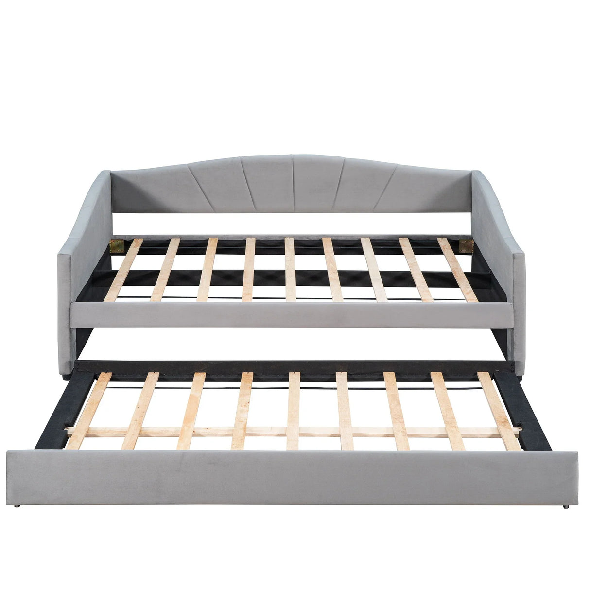 Upholstered Daybed Sofa Bed With Trundle Bed And Wood Slat - Furniture Home Direct