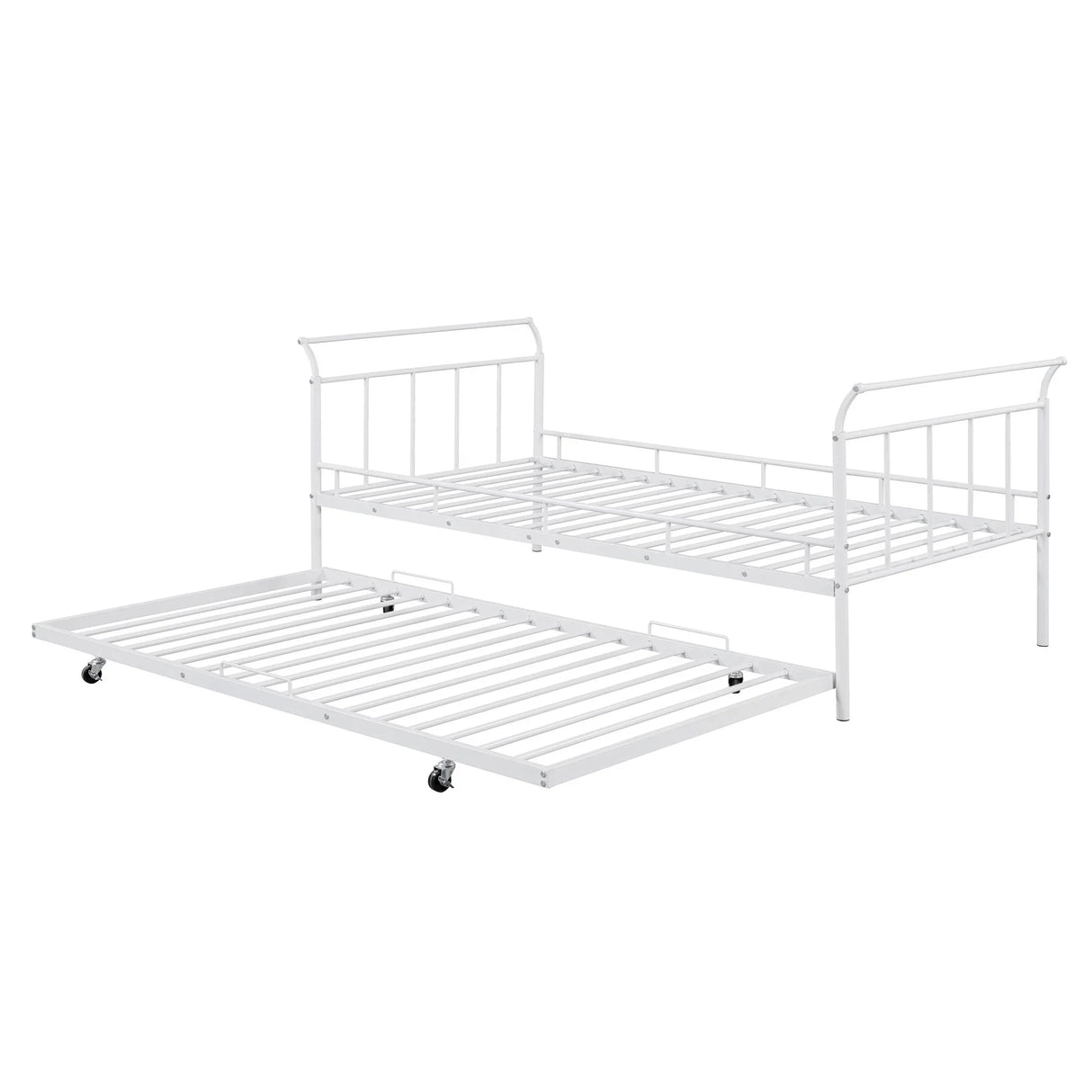 Daybed With Curved Handle Design And Trundle - Furniture Home Direct