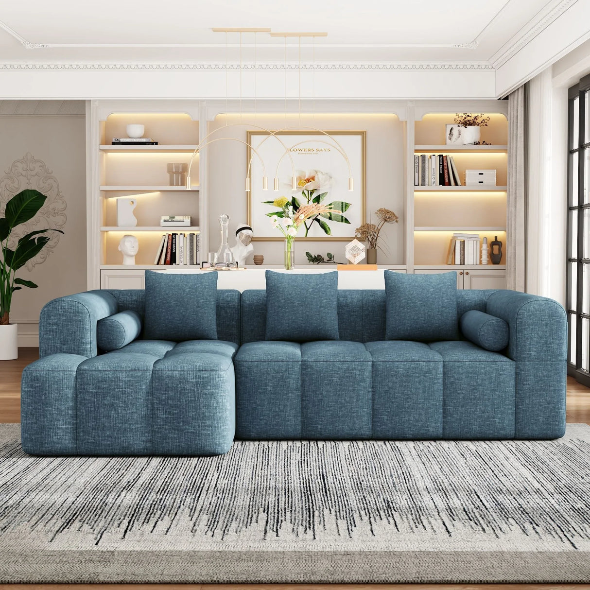 Sectional Free Combined Sofa With 2 Side Pockets - Furniture Home Direct