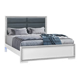 King Bedroom Set Contemporary Wood Finish Nightstand Silver - Furniture Home Direct
