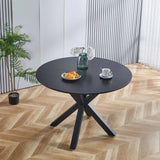 Table Mid-Century Dining Table For 4 - 6 People With Round MDF Table Top, Pedestal Dining Table, End Table Leisure Coffee Table, Cross Leg - Furniture Home Direct