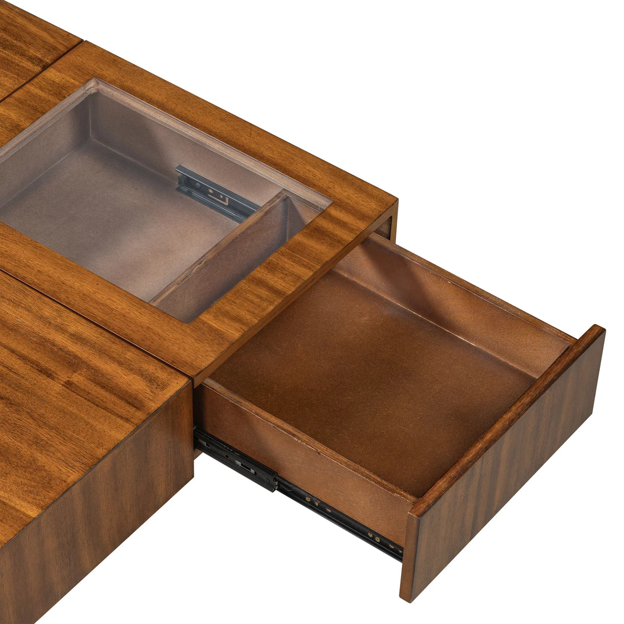 Coffee Table With Storage Drawers And Glass Top Brown - Furniture Home Direct