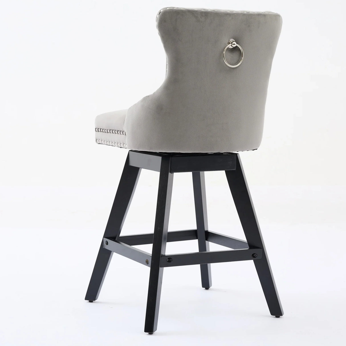 Counter Height Bar Stools Velvet Upholstery Tufted Gray - Furniture Home Direct