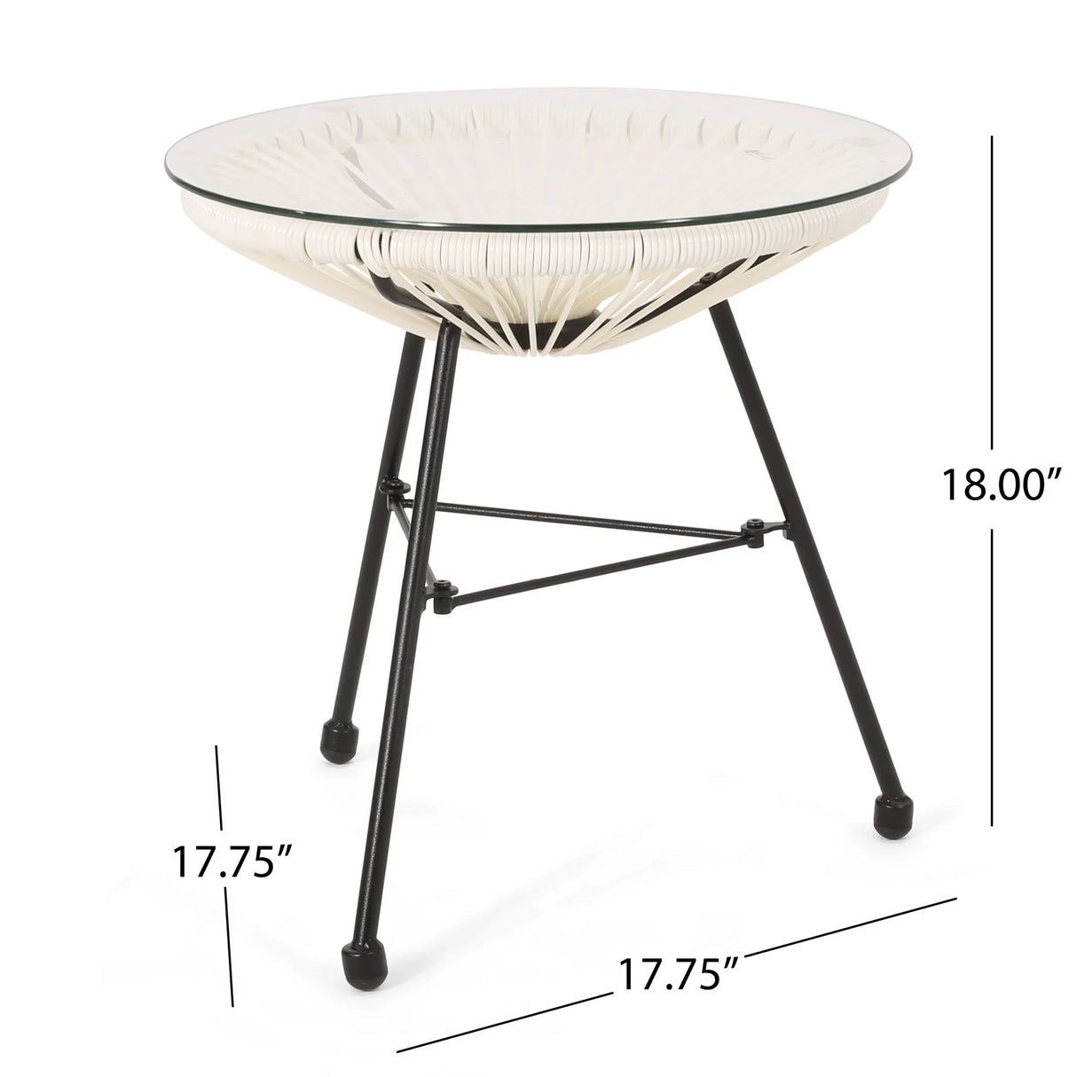 Nusa - Modern Rattan Side Table With Tempered Glass Top