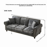 3 Seater Sofa With Tufted Upholstery, Rolled Arms, Nailhead Trim - Furniture Home Direct