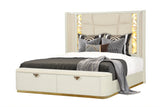 Queen Bedroom Set Modern Upholstered 4 Piece Soft Beige - Furniture Home Direct