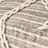 Modern Wool Rope Square Pouf Ottoman Floor Cushion - Gray / Ivory - Furniture Home Direct