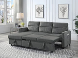 Ivy - Velvet Reversible Sleeper Sectional Sofa With Storage Chaise And Side Pocket - Furniture Home Direct