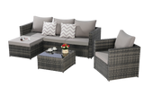 4 Piece Patio Sectional Set With Coffee Table - Gray - Furniture Home Direct