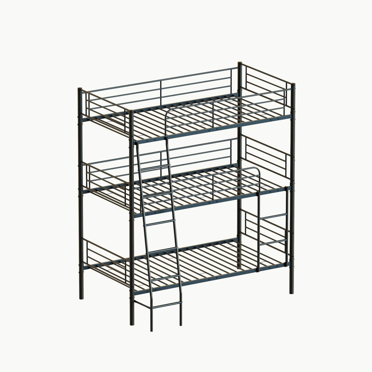 Twin Size Metal Triple Bunk Bed For Bedroom And Dormitory, Convertible Into 3 Separate Beds - Black - Furniture Home Direct