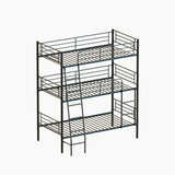 Twin Size Metal Triple Bunk Bed For Bedroom And Dormitory, Convertible Into 3 Separate Beds - Black - Furniture Home Direct
