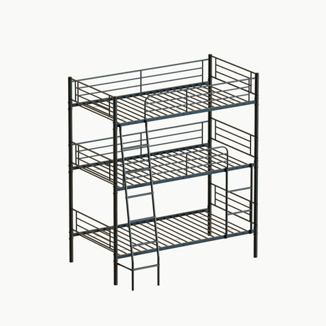 Twin Size Metal Triple Bunk Bed For Bedroom And Dormitory, Convertible Into 3 Separate Beds - Black - Furniture Home Direct