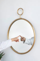Circle Wall Mirror With Iron Frame, Accent Mirror For Living Room - Furniture Home Direct
