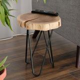 Rustic Accent Round Table With Iron Hairpin Legs - Furniture Home Direct