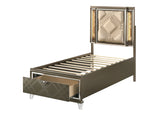 Skylar - Full Bed With LED & Storage - Dark Champagne - Furniture Home Direct
