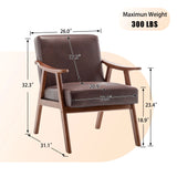Mid Century Modern Accent Chair With Solid Wood Frame And Extra Thick Backrest - Furniture Home Direct