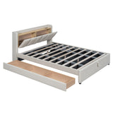 Platform Bed With Storage Drawers And USB Ports Beige - Furniture Home Direct
