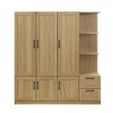 3 Door Storage Wardrobe For Dedroom With Shelves And 2 Drawers, Side Storage Shelves - Furniture Home Direct