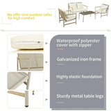 4 Pieces Patio Furniture Set, PE Rattan Wicker With Washable Cushion And Tempered Glass Tabletop, Conversation Furniture For Garden Poolside Balcony - Furniture Home Direct