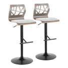 Folia - Mid Century Modern Adjustable Barstool With Swivel & Rounded T Footrest (Set of 2) - Furniture Home Direct