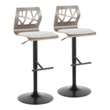 Folia - Mid Century Modern Adjustable Barstool With Swivel & Rounded T Footrest (Set of 2) - Furniture Home Direct