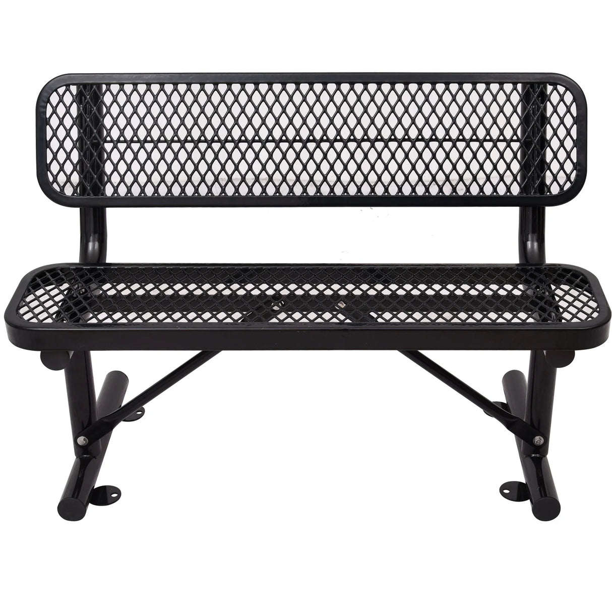 6' Outdoor Steel Bench With Backrest - Furniture Home Direct